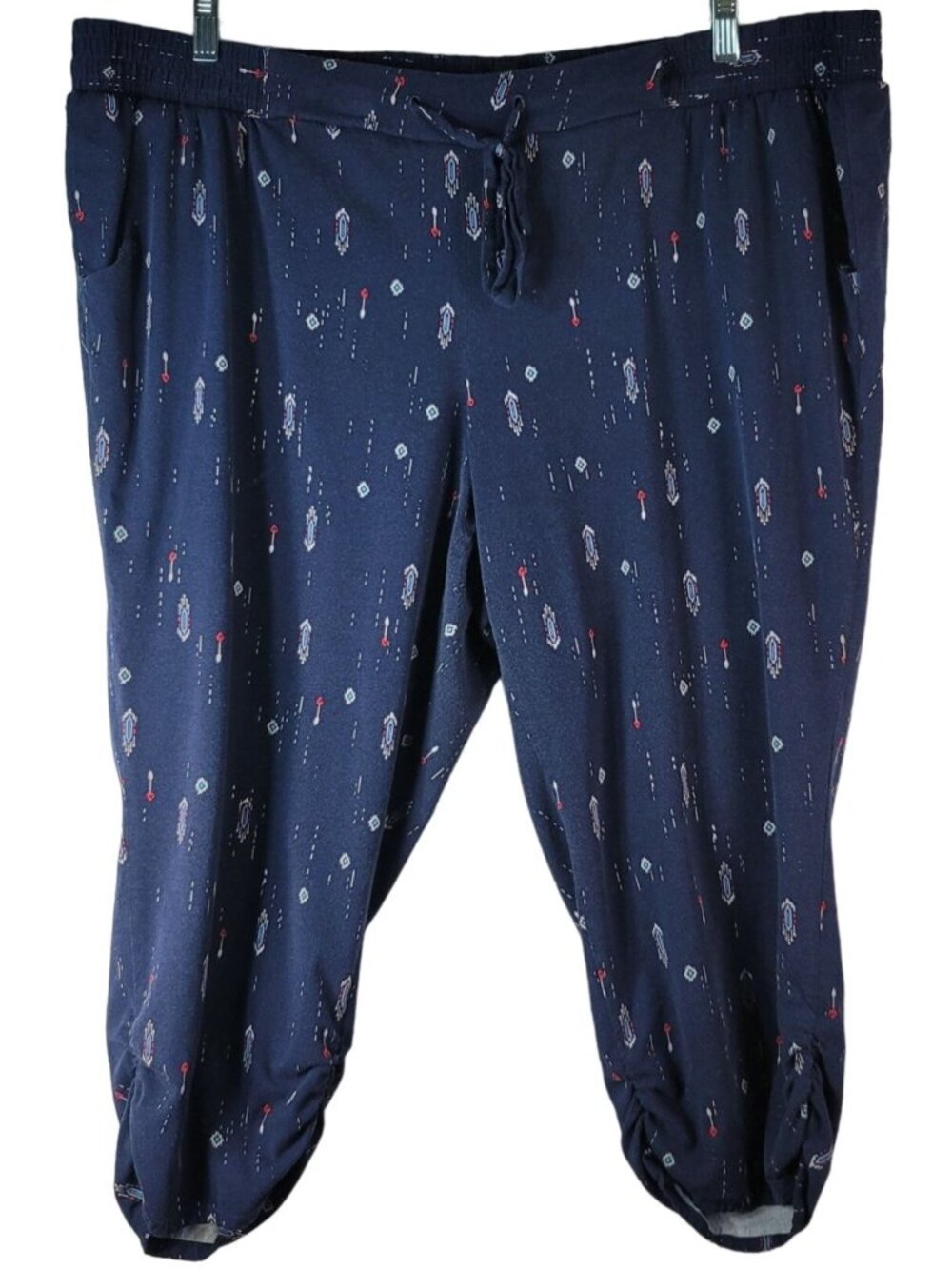 Torrid Jogger Pant Blue 3X Pull On Pockets Tapered Ruched Lounge Arrow Challis